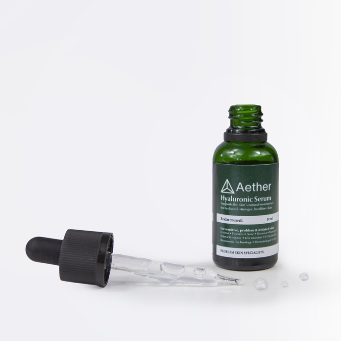 Aether Health's Hyaluronic Acid Serum open.