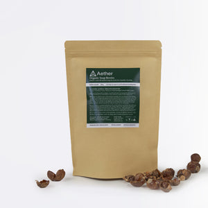A photo of organic soap nuts or soap berries by Aether Health.